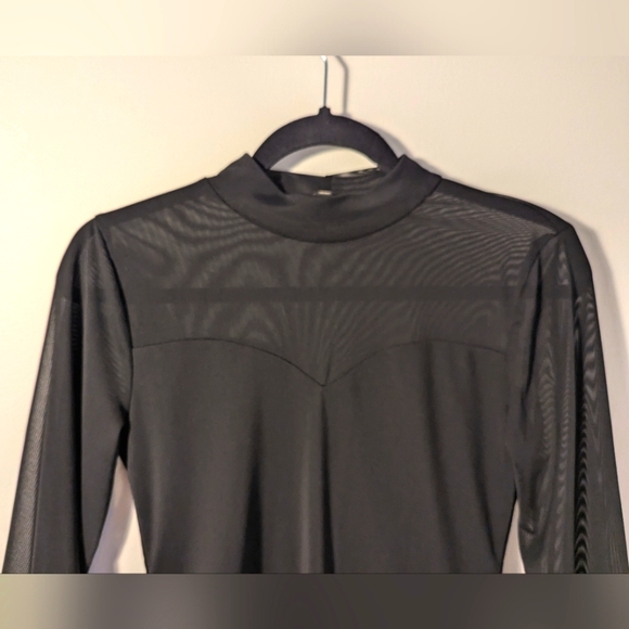 NEW Shinestar Black mesh bodysuit mock turtleneck size large - Picture 2 of 11